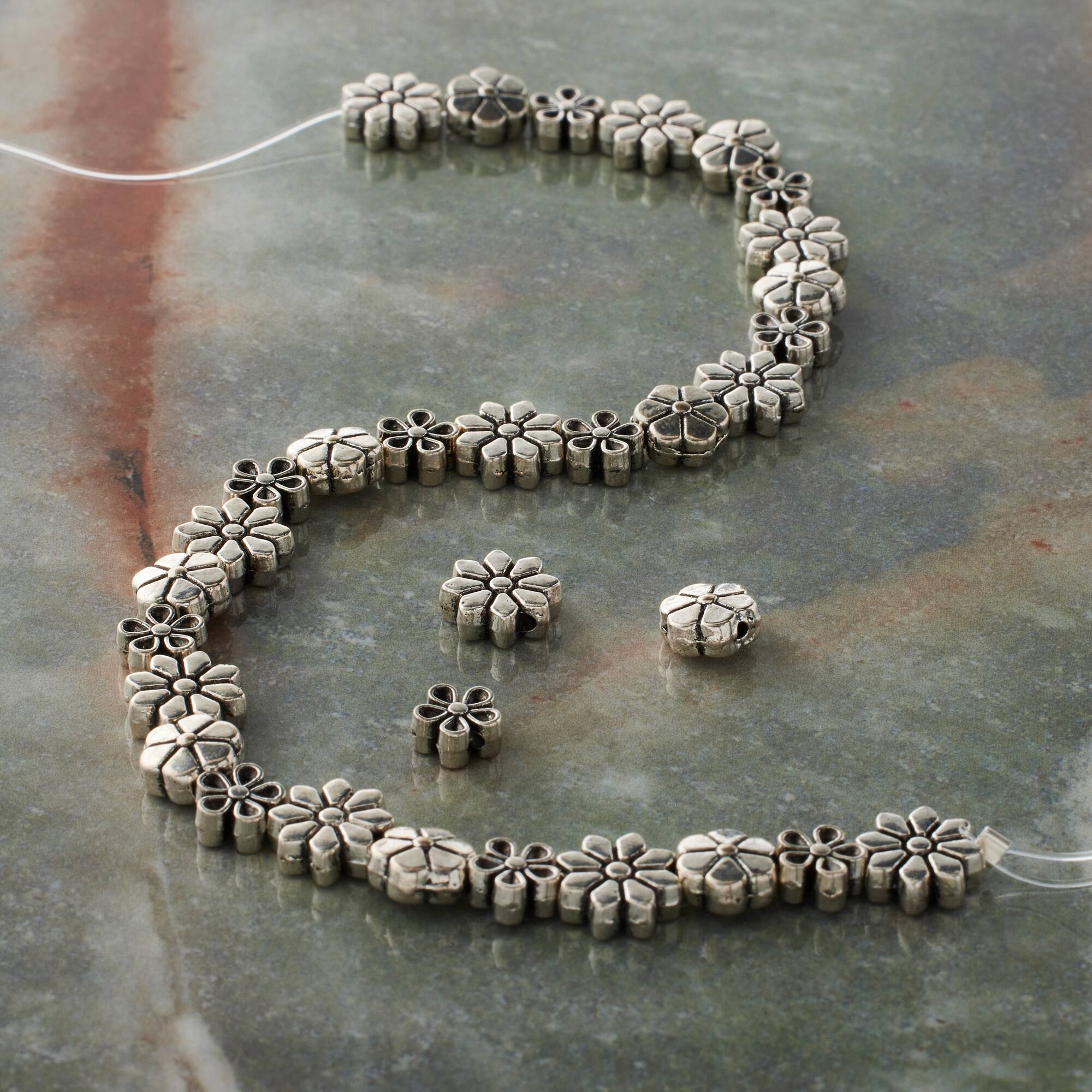 Silver Metal Flower Beads by Bead Landing™